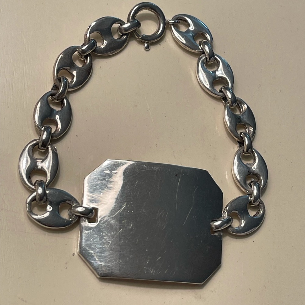 Vintage Sterling silver mariner link ID  bracelet.